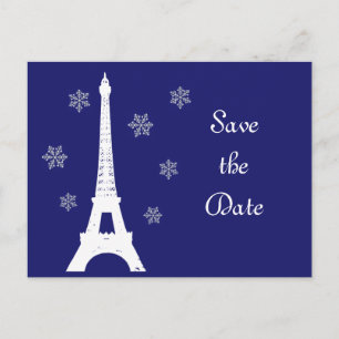 Winter in Paris Save the Date Postkartenindigo Ankündigungspostkarte