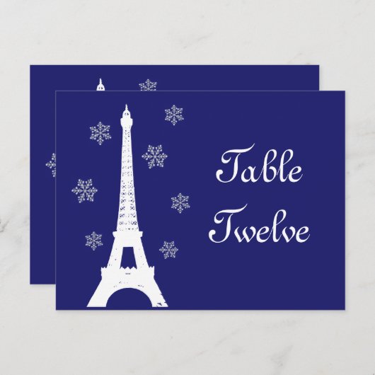 Winter in Paris Tischnummer Postcard indigo (Vorne/Hinten)