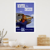 Winter in Schweden Vintage Travel Poster (Küche)