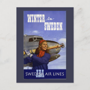 Winter in Schweden Vintage Travel Postkarte