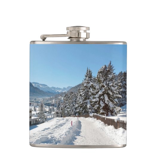 Winter in St. Moritz Flachmann (Vorderseite)
