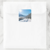 Winter in St. Moritz Quadratischer Aufkleber (Tasche)