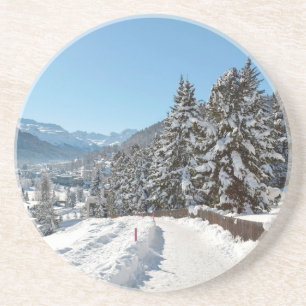 Winter in St. Moritz Sandstein Untersetzer