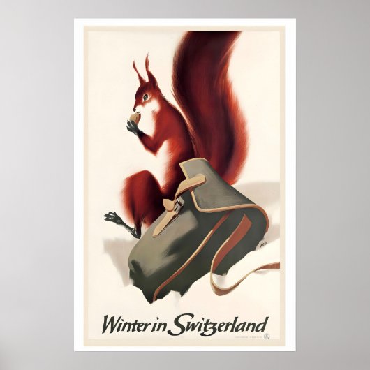 Winter in Switzerland Vintage Travel Poster (Vorne)