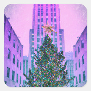 Winter in the City Quadratischer Aufkleber