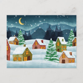 Winter in town postkarte