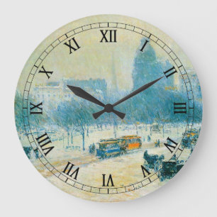 Winter in Union Square von Frederick Childe Hassam Große Wanduhr