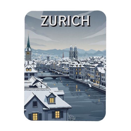 Winter in Zürich Schweiz Reise Magnet (Vertikal)