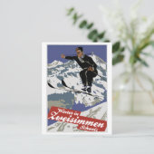 Winter in Zweisimmen Vintages Skifahren und Skifah Postkarte (Stehend Vorderseite)
