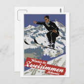Winter in Zweisimmen Vintages Skifahren und Skifah Postkarte (Vorne/Hinten)