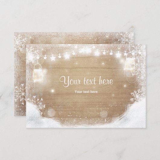 Winter Insert Card Schnee Rustikales Holz Mason Gl (Vorne/Hinten)