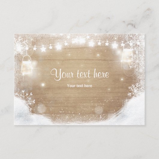Winter Insert Card Schnee Rustikales Holz Mason Gl (Vorderseite)