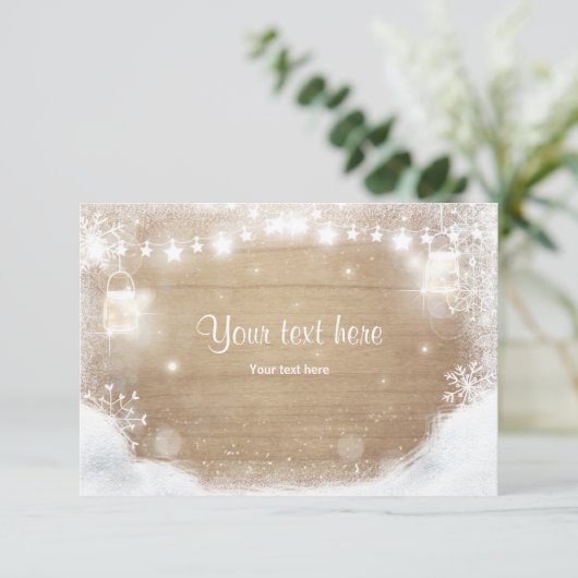 Winter Insert Card Schnee Rustikales Holz Mason Gl (Stehend Vorderseite)