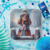 Winter Irish Setter Dog Pappteller (Party)