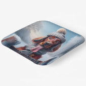 Winter Irish Setter Dog Pappteller (Gewinkelt)