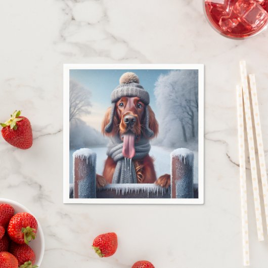 Winter Irish Setter Dog Serviette (Beispiel)
