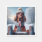 Winter Irish Setter Dog Serviette (Vorderseite)