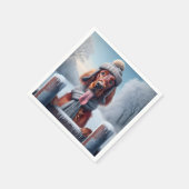 Winter Irish Setter Dog Serviette (Ecke)