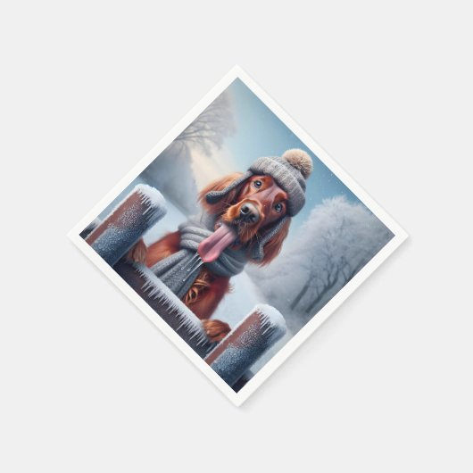 Winter Irish Setter Dog Serviette (Ecke)