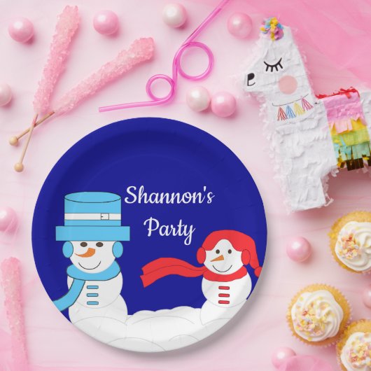 Winter is Quite Snowy:  Dark Blue Pappteller (Party)