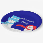 Winter is Quite Snowy:  Dark Blue Pappteller (Schrägansicht)