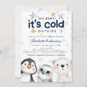 Winter ist es kalt draußen, die Tierbabydusche der Einladung (Vorderseite)