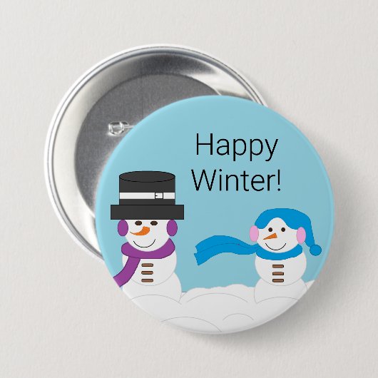 Winter ist Schnee: Glücklicher Winter Button (Vorne & Hinten)