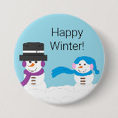 Winter ist Schnee: Glücklicher Winter Button (Vorderseite)