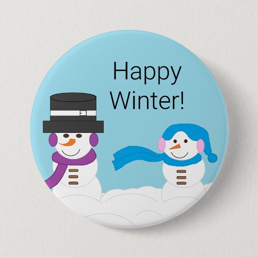 Winter ist Schnee: Glücklicher Winter Button (Vorderseite)