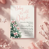 Winter It's Cold Outside Pink Bow Baby Shower Einladung