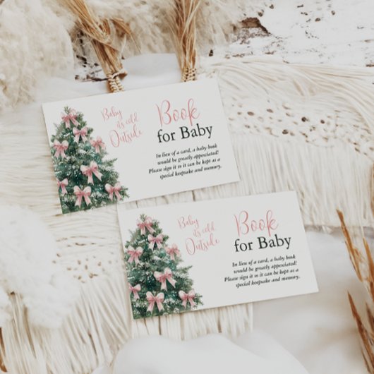 Winter It's Cold Outside Pink Bow Girl Baby Shower Begleitkarte