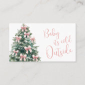Winter It's Cold Outside Pink Bow Girl Baby Shower Begleitkarte (Rückseite)