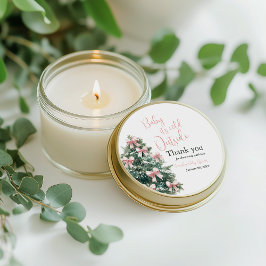 Winter It's Cold Outside Pink Bow Girl Baby Shower Runder Aufkleber