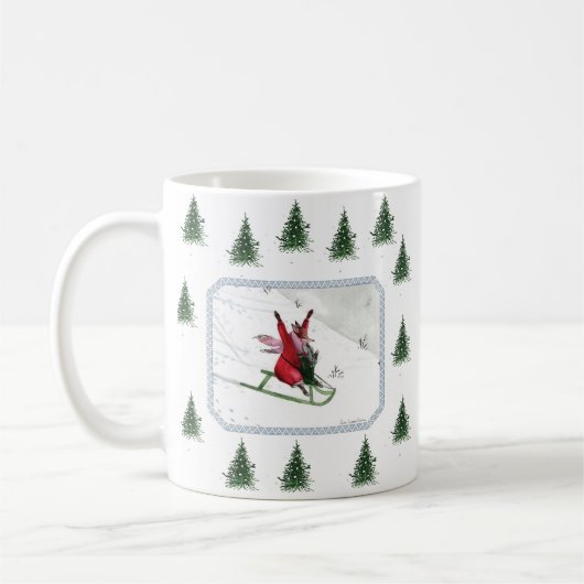 Winter Joy Fox Rabbit Roboggange Urlaub Kaffeetasse (Links)