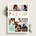 Winter Joy Holiday Card Feiertagskarte<br><div class="desc">A bright and colorful holiday card design that says "Peace and Joy" in a playful font. Customize this card with 6 photos and a personalized greeting.</div>