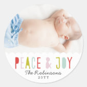 Winter Joy Holiday Runder Aufkleber (Vorderseite)