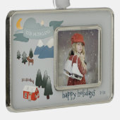 Winter Joy⎢ personalisierte Foto-Verzierung Rahmen-Ornament Silber (Rechts)