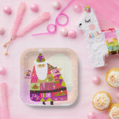 Winter Joyous Santa 7-Zoll-Square Papierplatte Pappteller (Party)