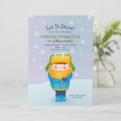 Winter-Jungen-Einladung Einladung (Stehend Vorderseite)