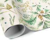 Winter Juniper Pine Gift Wrap on Off White Geschenkpapier (Rolleneckpunkt)