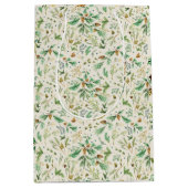 Winter Juniper Pine on Off White Gift Bag Mittlere Geschenktüte (Vorderseite)