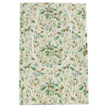Winter Juniper Pine on Off White Gift Bag