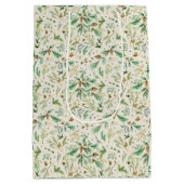 Winter Juniper Pine on Off White Gift Bag Mittlere Geschenktüte (Rückseite)