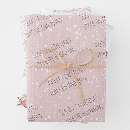Winter-Kakao-Urlaubspapier mit Namen Geschenkpapier Set (Beispiel)
