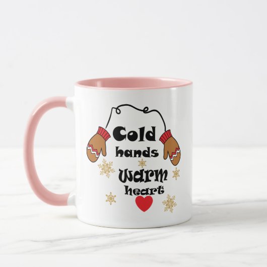 Winter kalte Hände Warmes Herz, Weihnachtsgeschenk Tasse (Links)