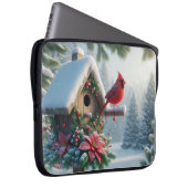 Winter Kardinal auf einem festlichen Geburtshaus Laptopschutzhülle (Vorne Rechts)