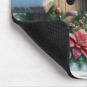 Winter Kardinal auf einem festlichen Geburtshaus Mousepad (Ecke)