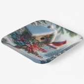 Winter Kardinal auf einem festlichen Geburtshaus Pappteller (Gewinkelt)