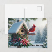 Winter Kardinal auf einem festlichen Geburtshaus Postkarte (Vorne/Hinten)