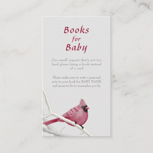 Winter Kardinal Bird Baby Showbuchung Begleitkarte (Vorderseite)